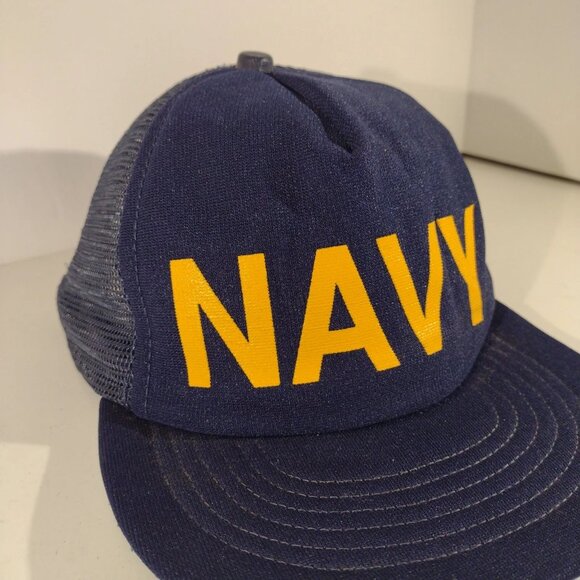 Vintage U.S. Navy Blue with Mesh Snapback Hat Cap. In pretty good condition for - Picture 4 of 8